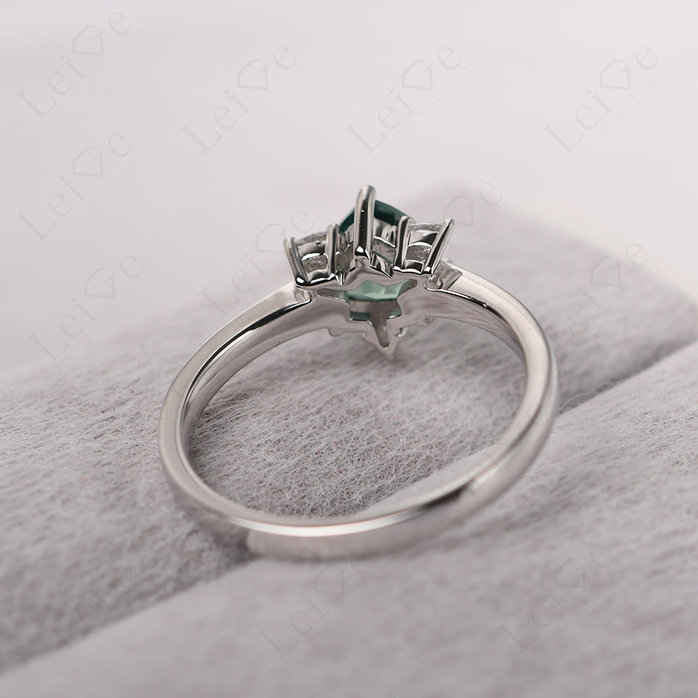 Six Point Star Ring Green Sapphire Wedding Ring