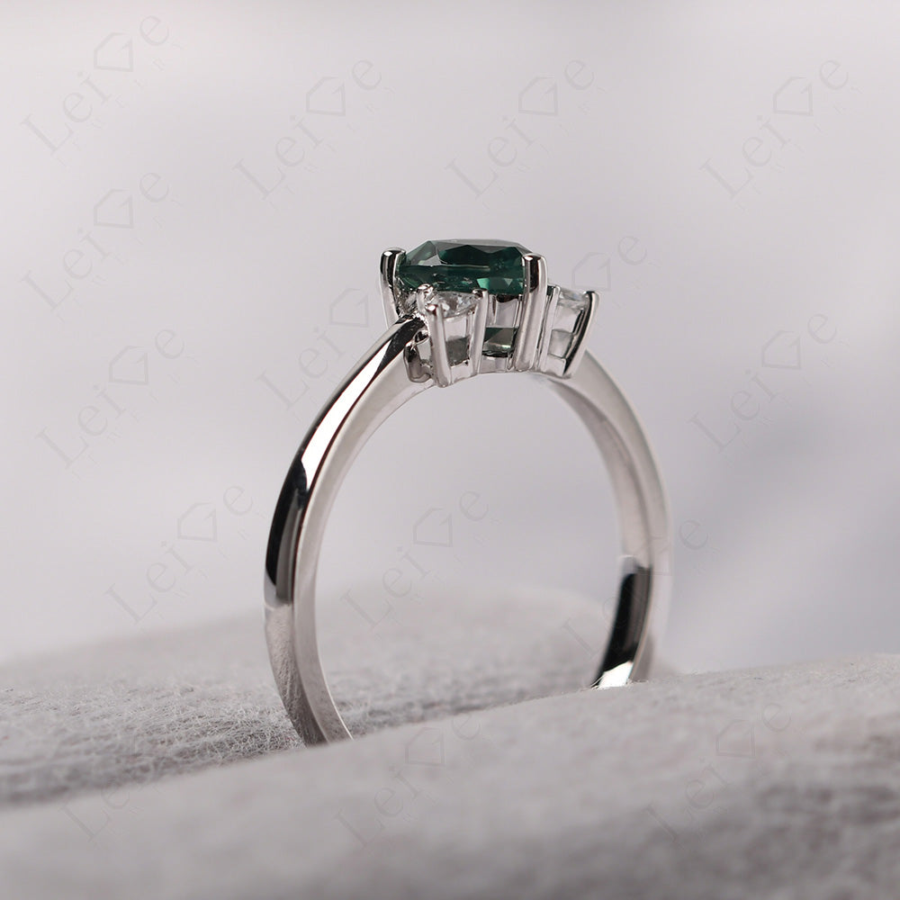 Six Point Star Ring Green Sapphire Wedding Ring