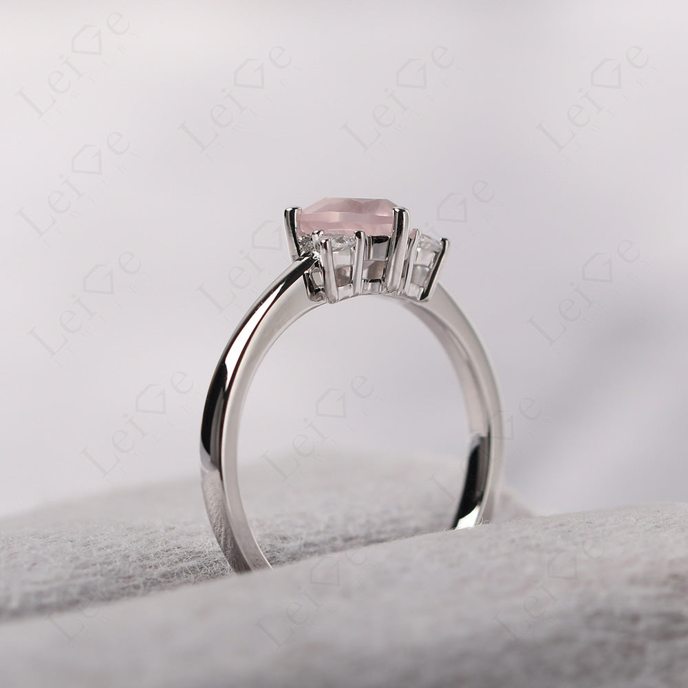 Six Point Star Ring Rose Quartz Wedding Ring