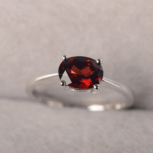 Garnet Horizontal Oval Solitaire Engagement Rings