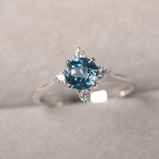 London Blue Topaz Ring North Star Ring Yellow Gold