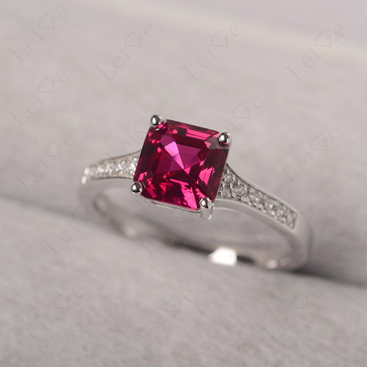 Ruby Ring Asscher Cut Engagement Ring