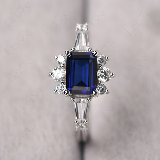 Emerald Cut Sapphire Horizontal Ring