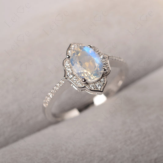 Moonstone Vintage Oval Halo Engagement Rings