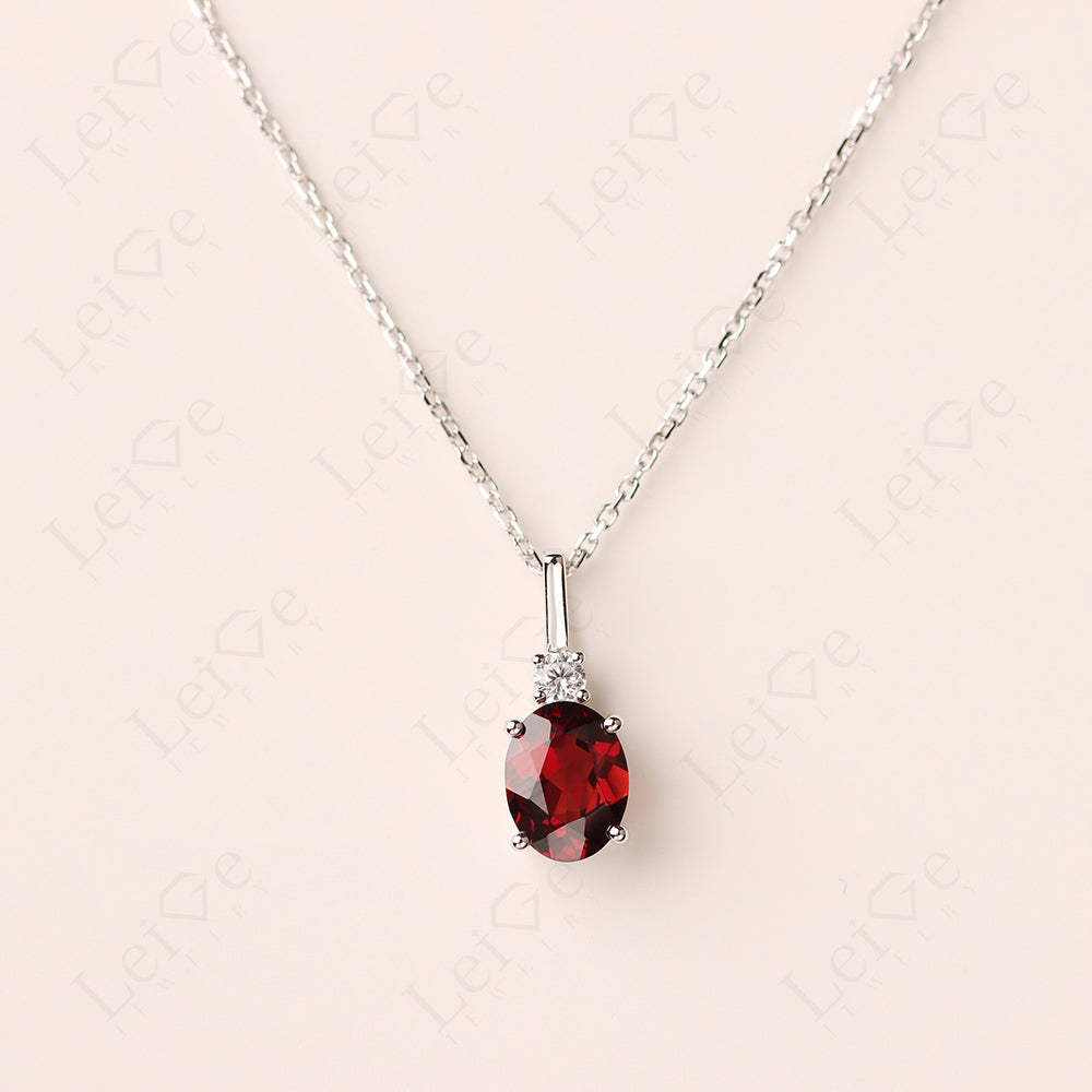 Simple Oval Garnet Necklace Pendant