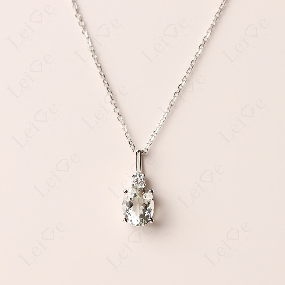 Simple Oval Green Amethyst Necklace Pendant