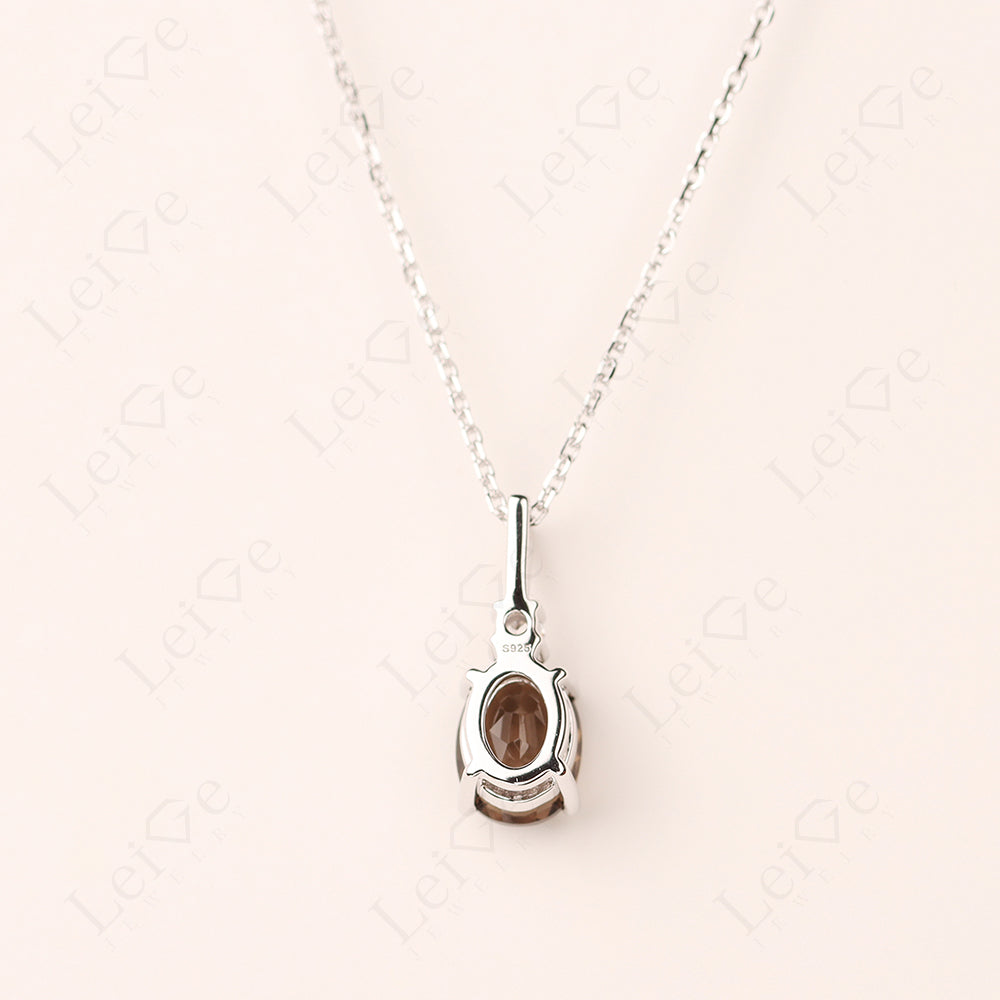 Simple Oval Smoky Quartz Necklace Pendant