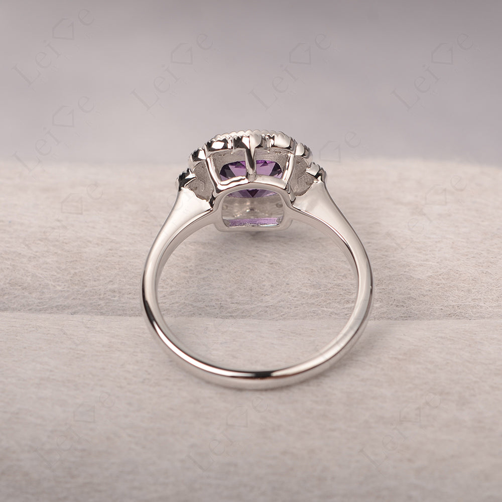 Cushion Cut Amethyst Milgrain Ring