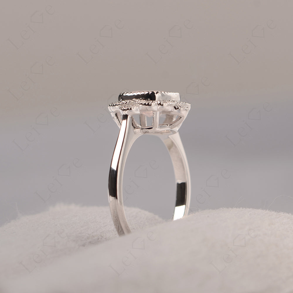 Cushion Cut Rose Quartz Milgrain Ring