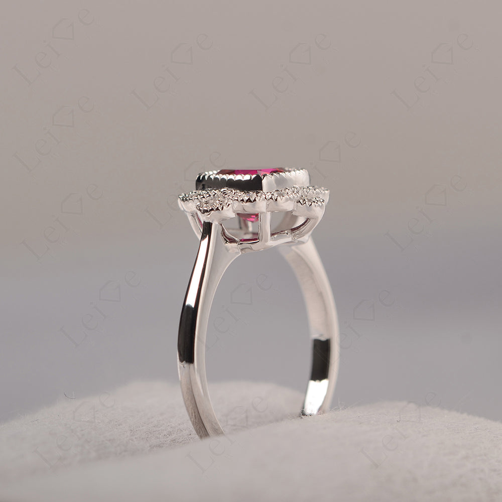 Cushion Cut Ruby Milgrain Ring