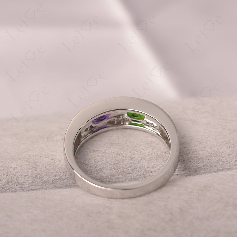Oval Cut Amethyst And Diopside Toi Et Moi Wide Band Ring