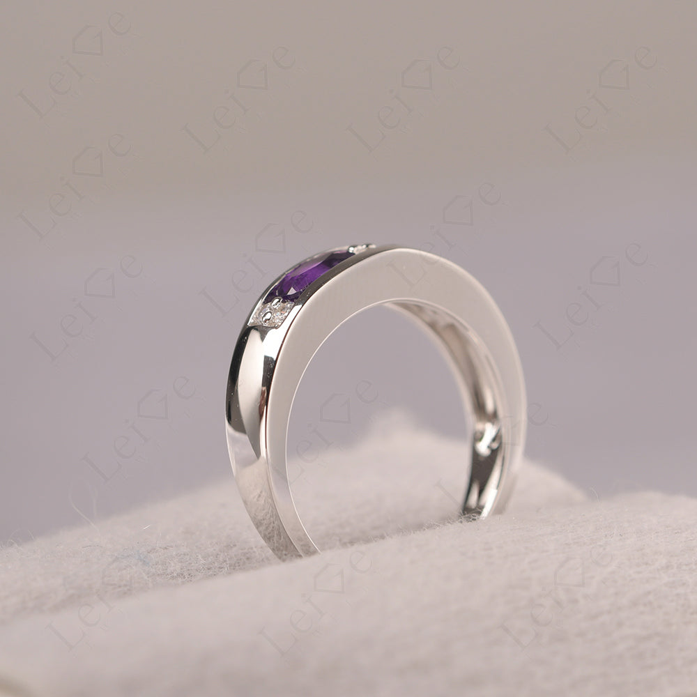 Oval Cut Amethyst And Diopside Toi Et Moi Wide Band Ring