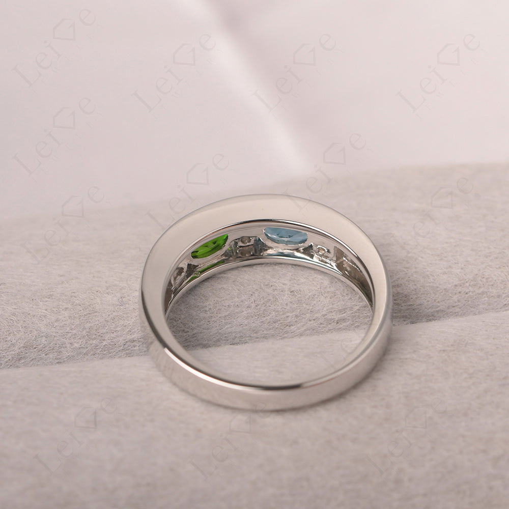 Oval Cut Diopside And London Blue Topaz Toi Et Moi Wide Band Ring