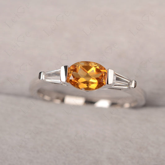 Oval Cut Citrine East West Engagement Ring