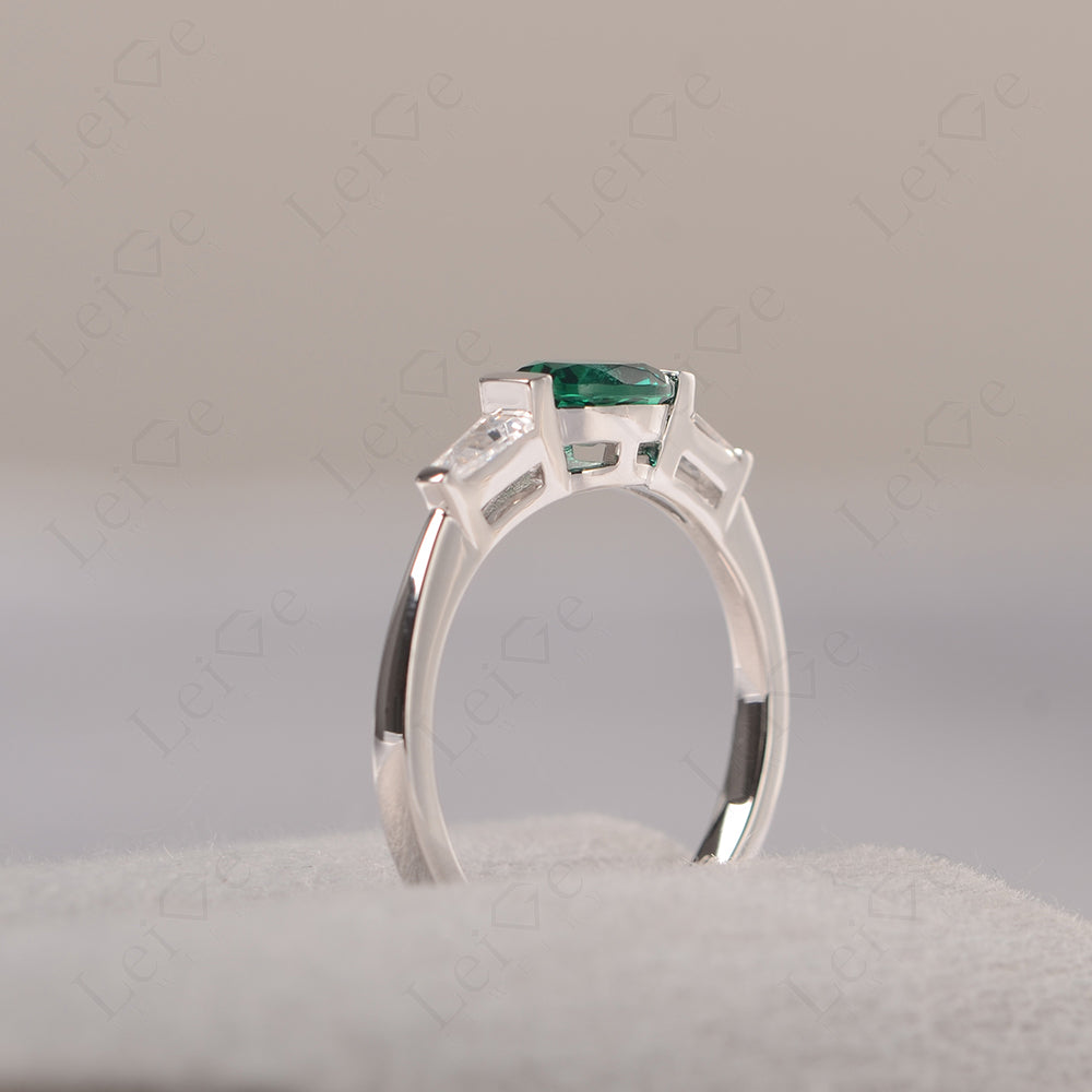 Oval Cut Emerald East West Engagement Ring