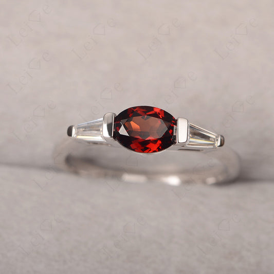Oval Cut Garnet East West Engagement Ring
