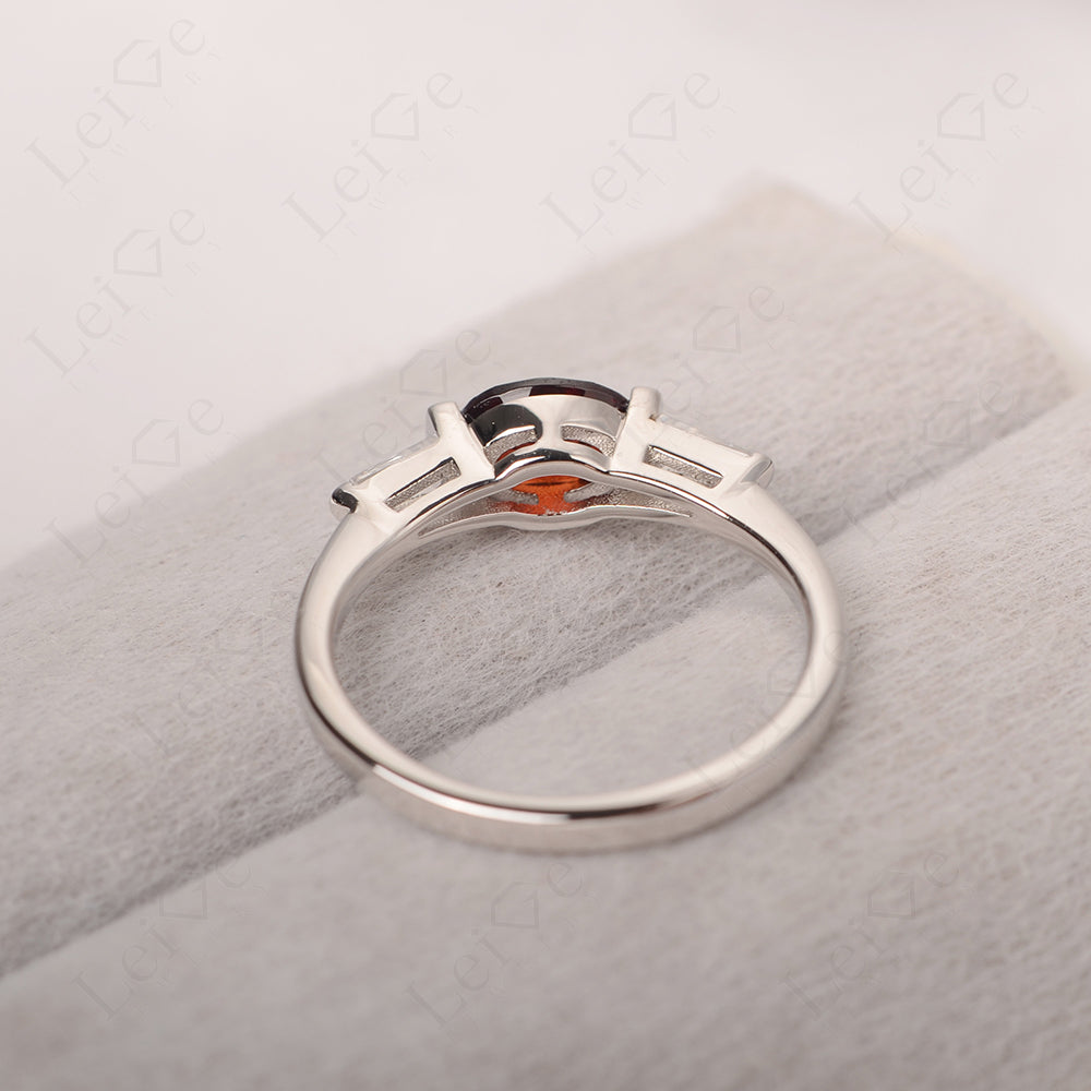 Oval Cut Garnet East West Engagement Ring