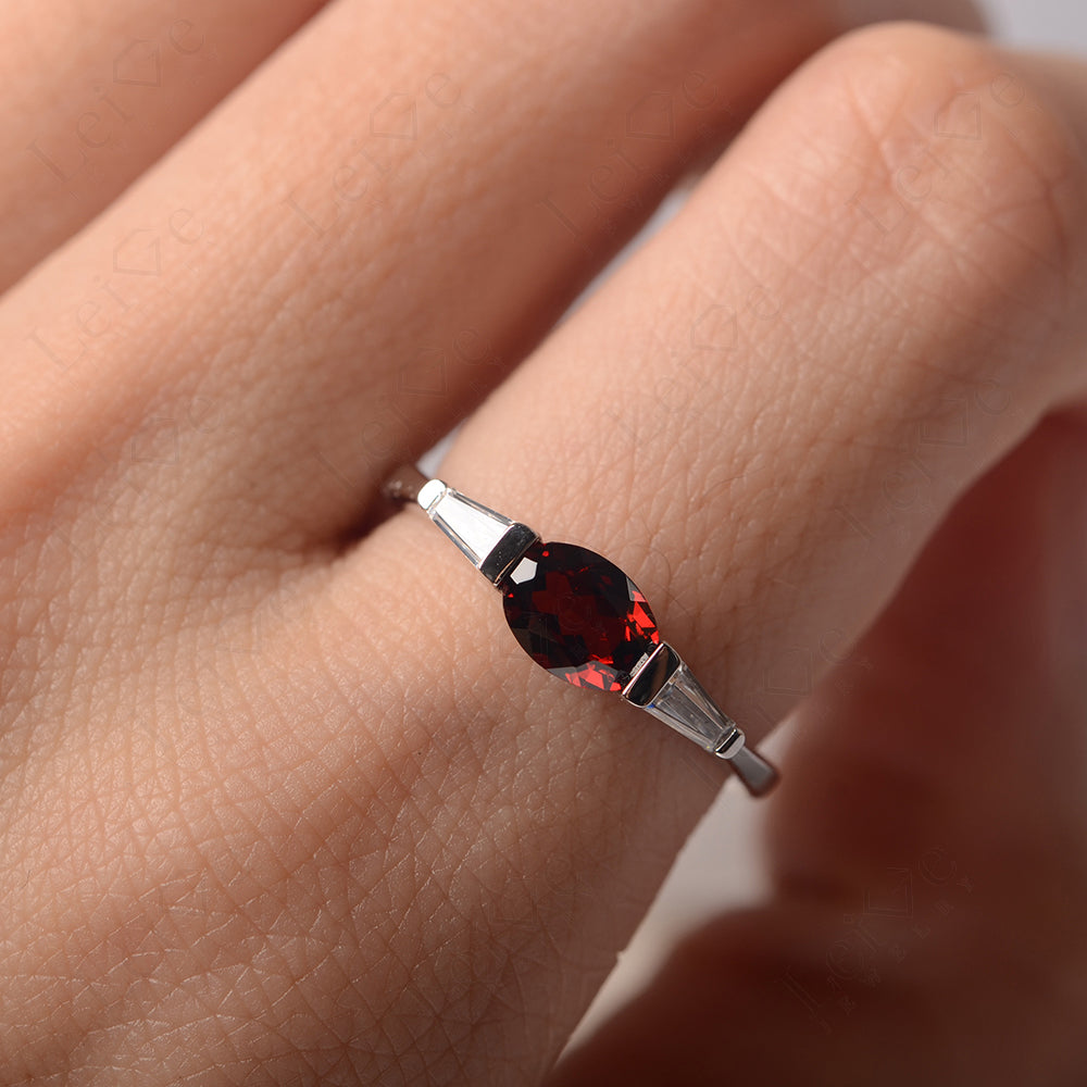 Oval Cut Garnet East West Engagement Ring
