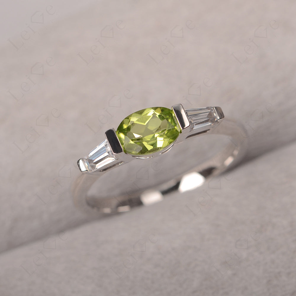 Oval Cut Peridot East West Engagement Ring