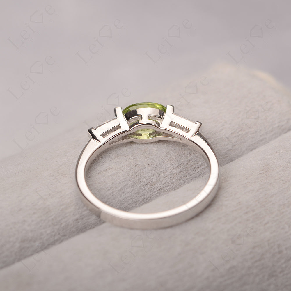 Oval Cut Peridot East West Engagement Ring