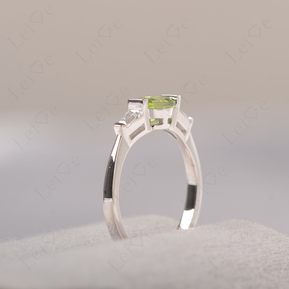 Oval Cut Peridot East West Engagement Ring