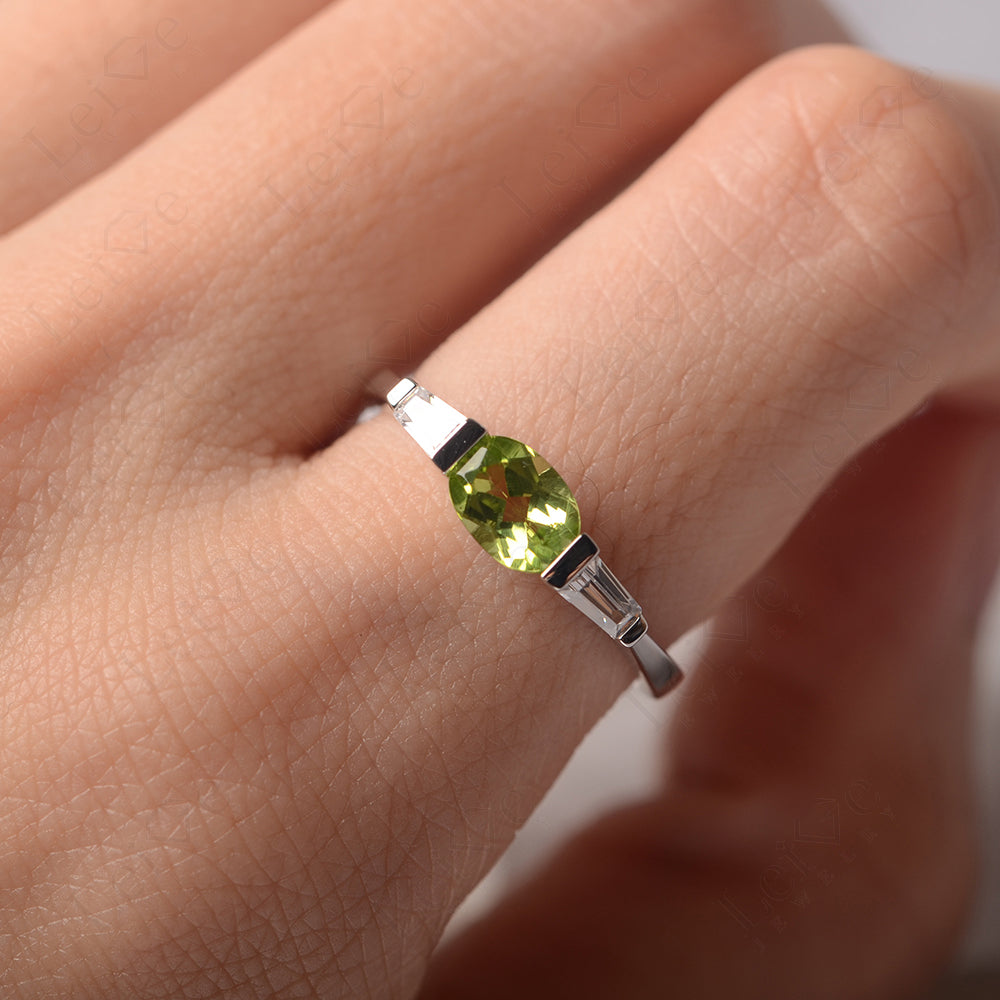 Oval Cut Peridot East West Engagement Ring