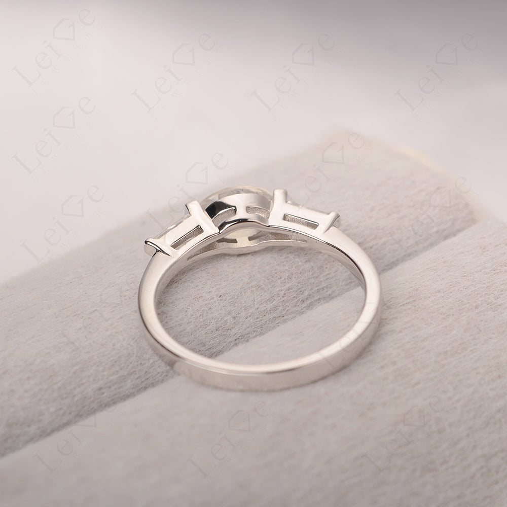Oval Cut White Topaz East West Engagement Ring
