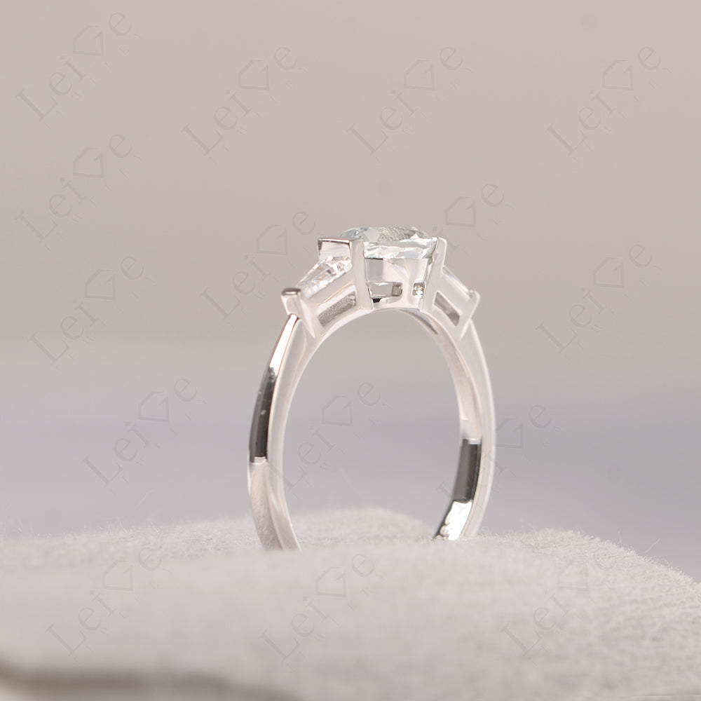 Oval Cut White Topaz East West Engagement Ring