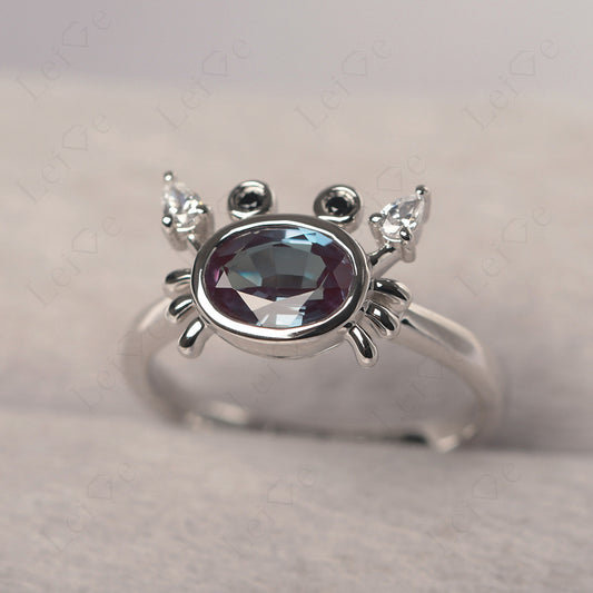 Oval Shape Bezel Set Alexandrite Crab Rings