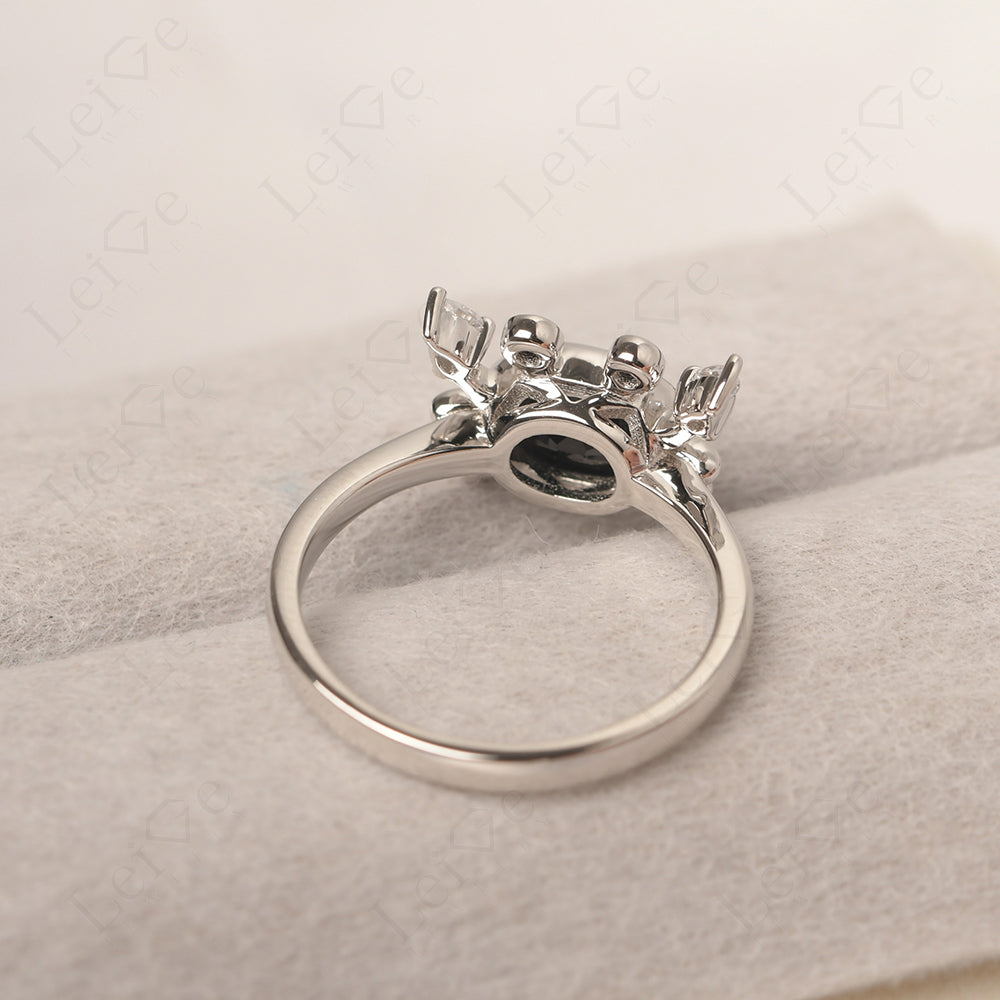 Oval Shape Bezel Set Black Spinel Crab Rings
