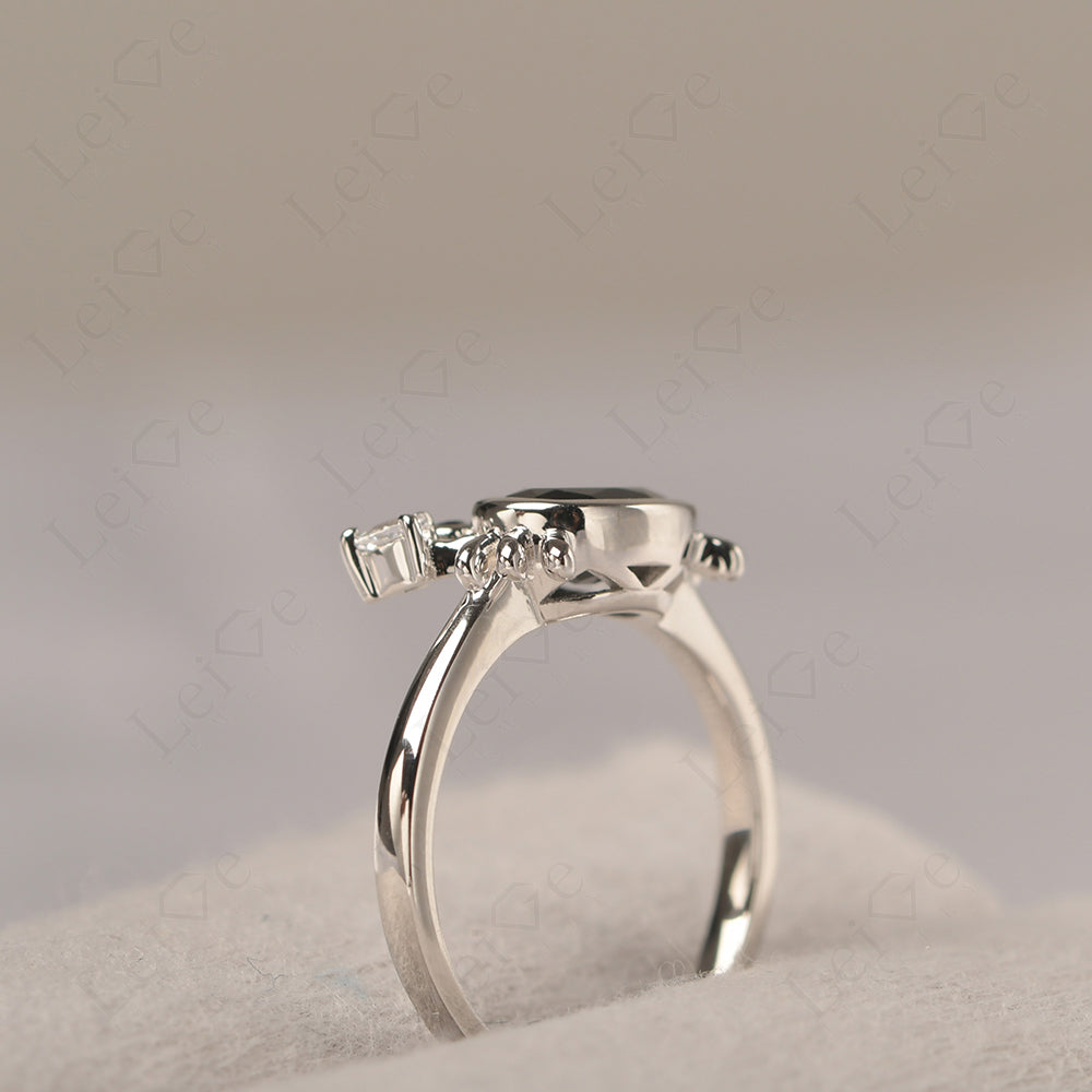 Oval Shape Bezel Set Black Spinel Crab Rings