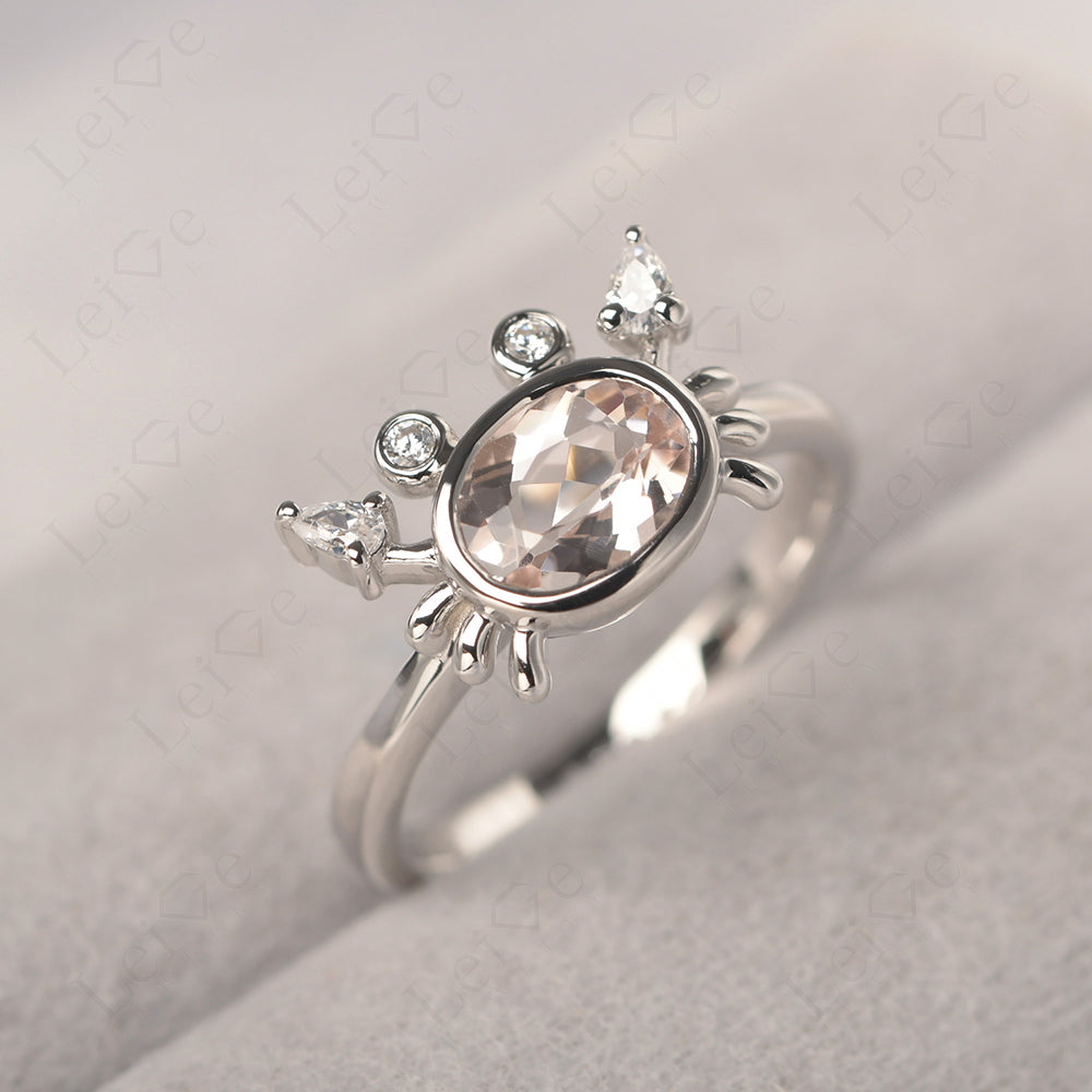 Oval Shape Bezel Set Morganite Crab Rings