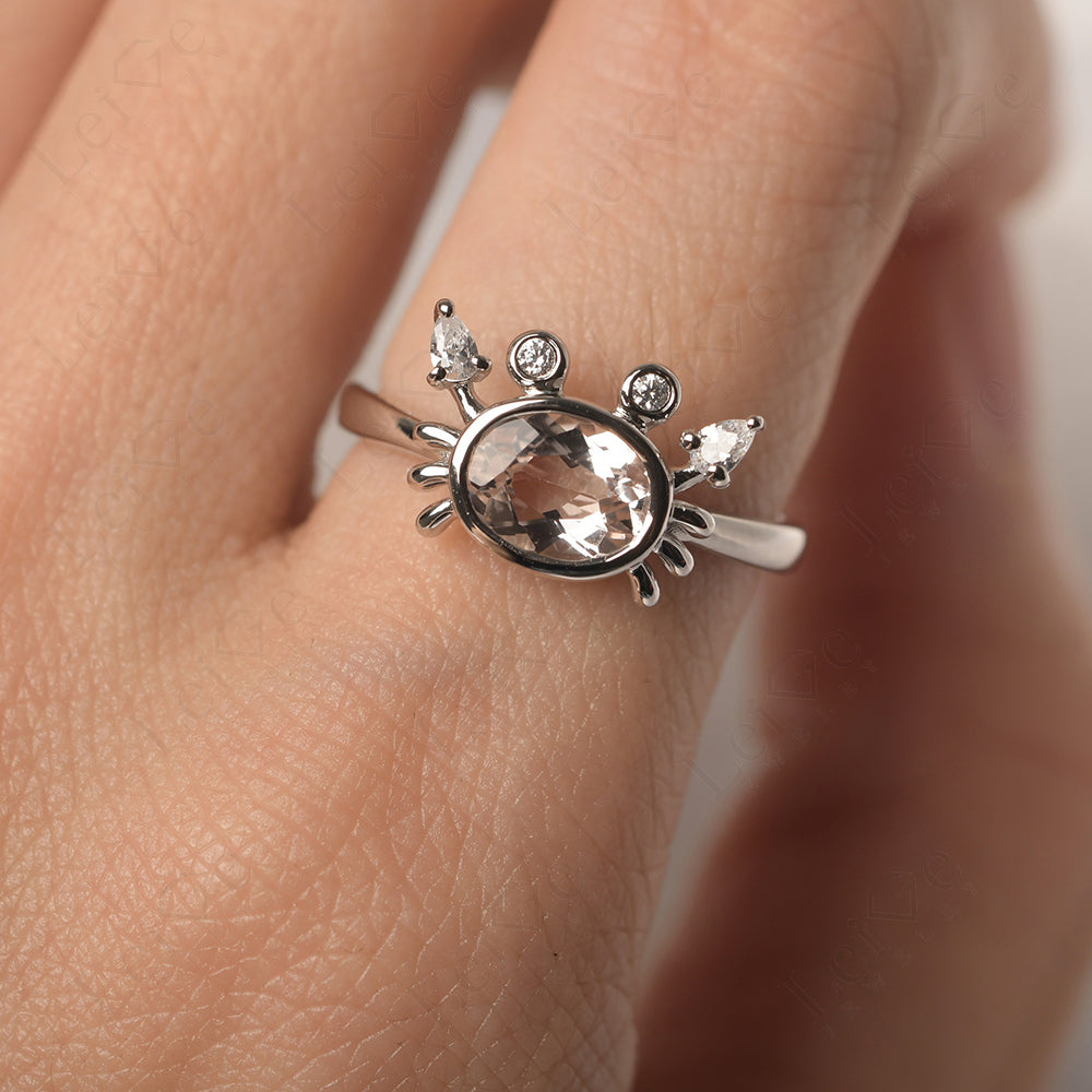 Oval Shape Bezel Set Morganite Crab Rings