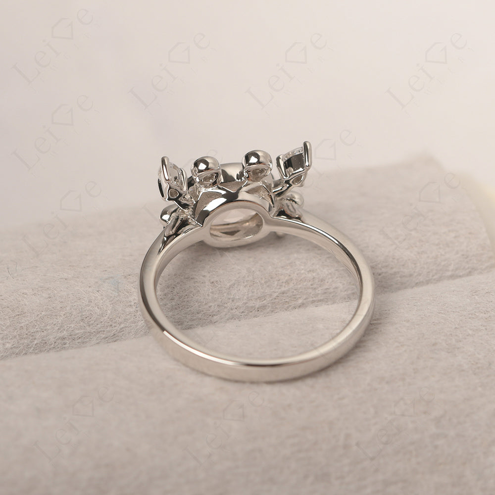 Oval Shape Bezel Set Rose Quartz Crab Rings