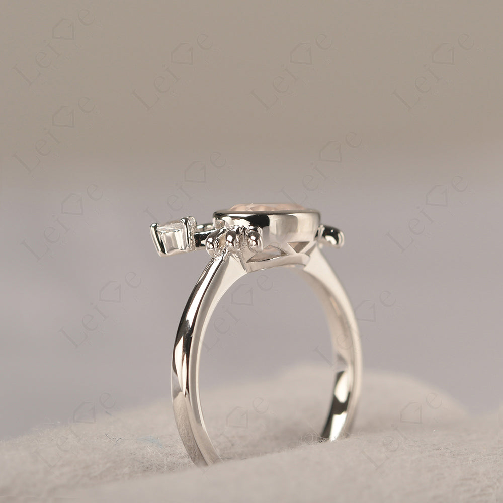 Oval Shape Bezel Set Rose Quartz Crab Rings