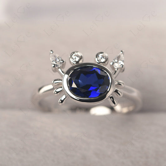 Oval Shape Bezel Set Sapphire Crab Rings