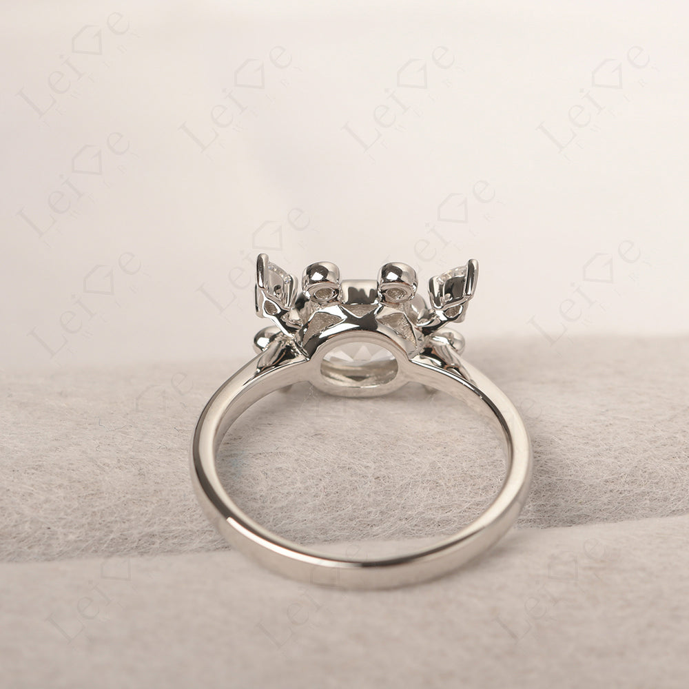 Oval Shape Bezel Set White Topaz Crab Rings