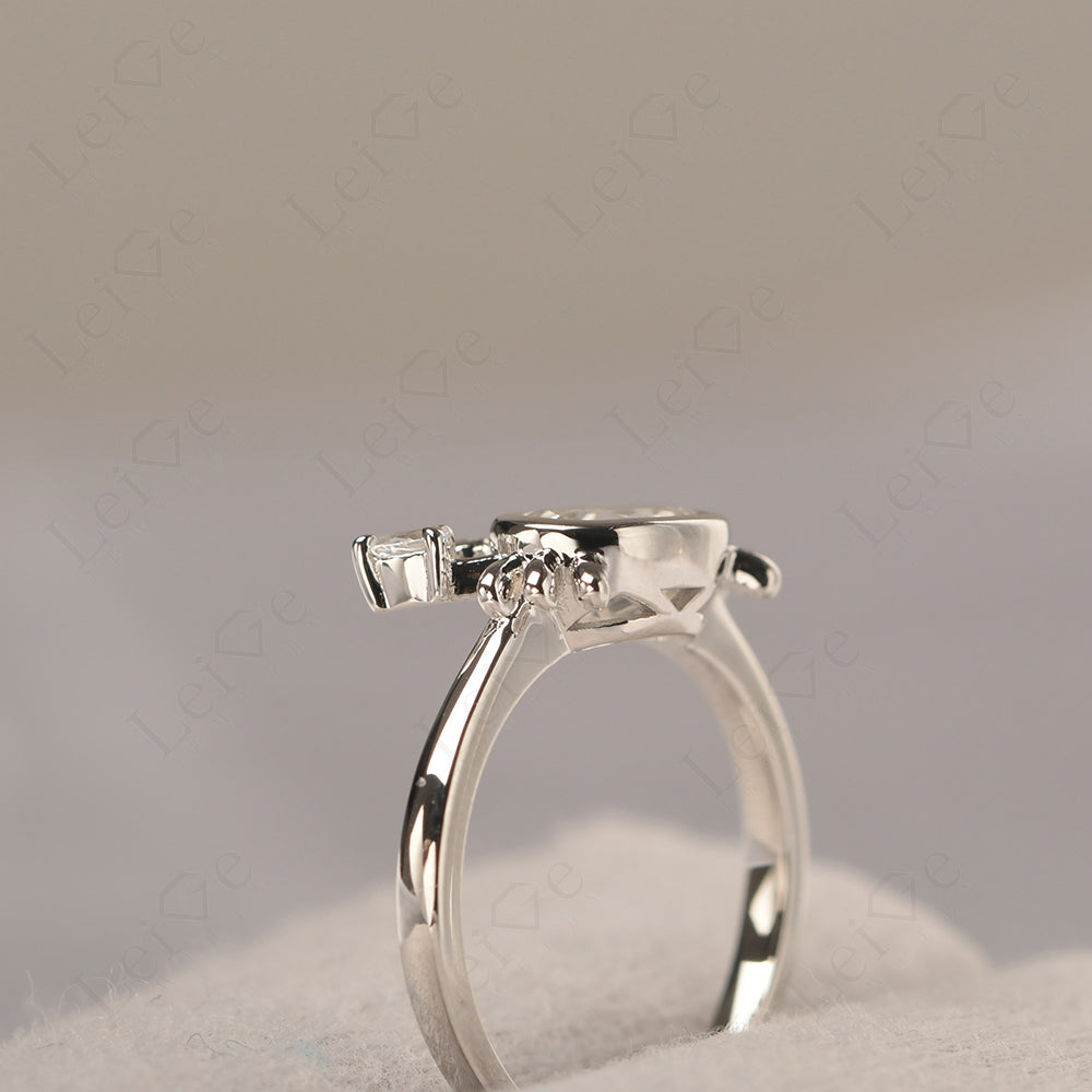 Oval Shape Bezel Set White Topaz Crab Rings