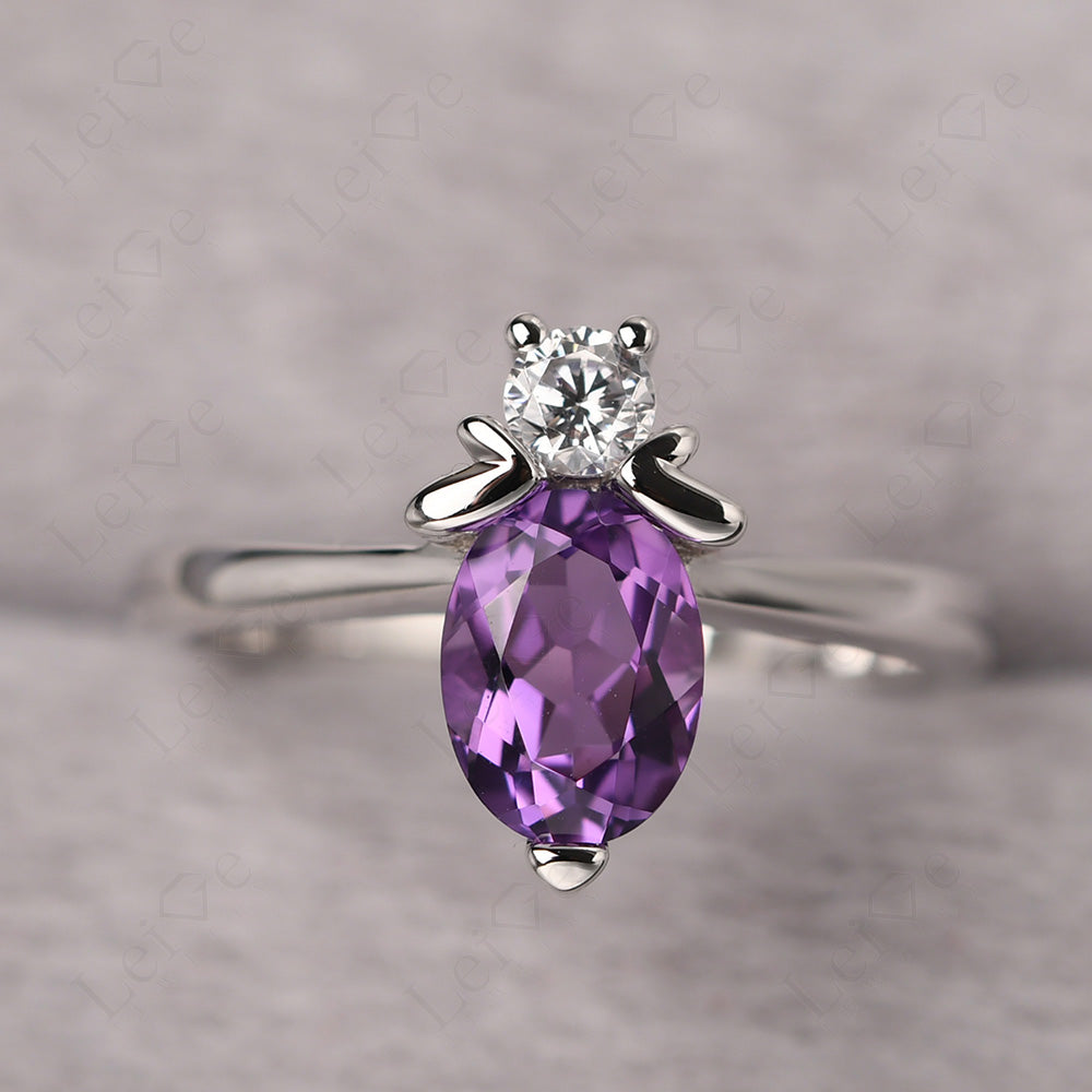 Amethyst Wedding Ring Bee Ring Sterling Silver