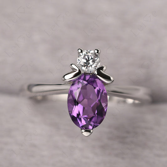 Amethyst Wedding Ring Bee Ring Sterling Silver