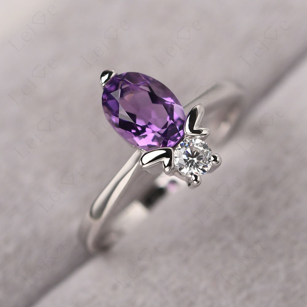 Amethyst Wedding Ring Bee Ring Sterling Silver
