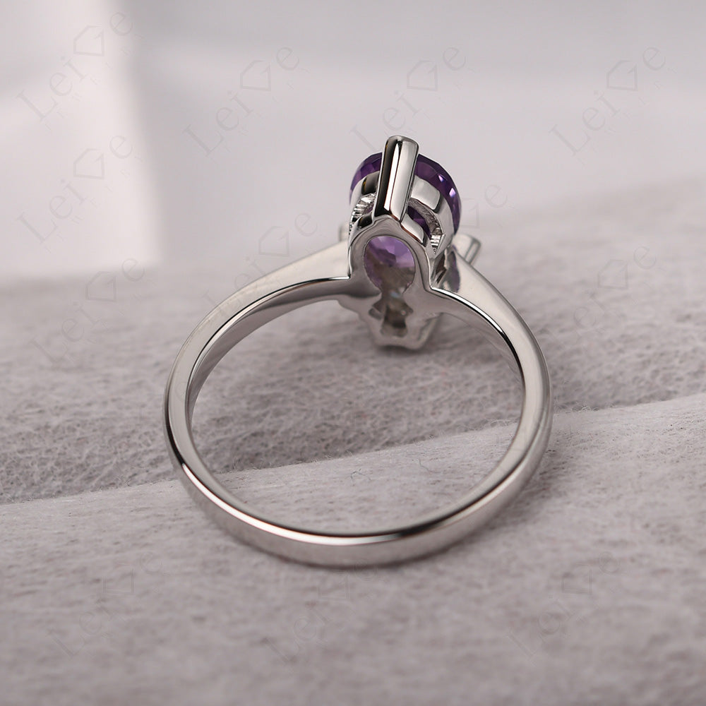 Amethyst Wedding Ring Bee Ring Sterling Silver