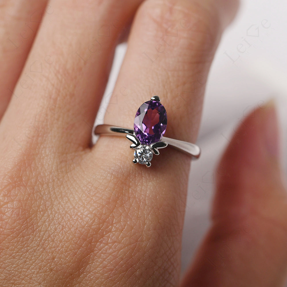 Amethyst Wedding Ring Bee Ring Sterling Silver
