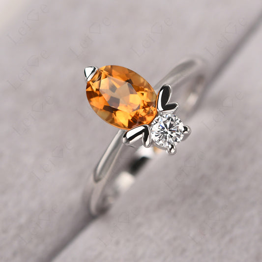 Citrine Wedding Ring Bee Ring Sterling Silver