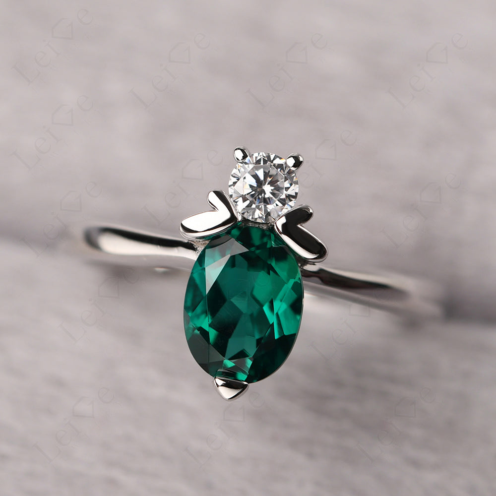 Emerald Wedding Ring Bee Ring Sterling Silver