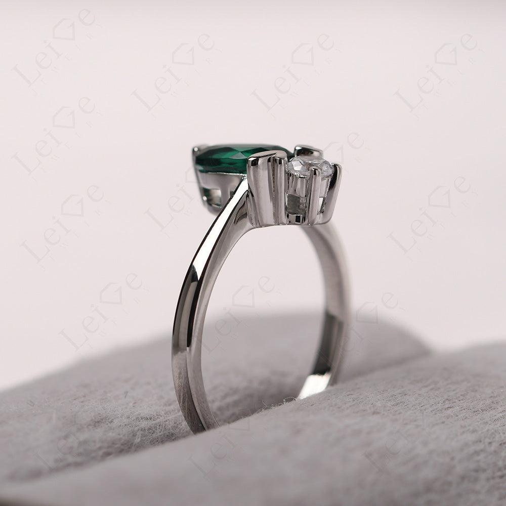 Emerald Wedding Ring Bee Ring Sterling Silver