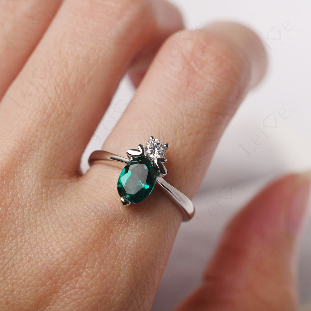 Emerald Wedding Ring Bee Ring Sterling Silver