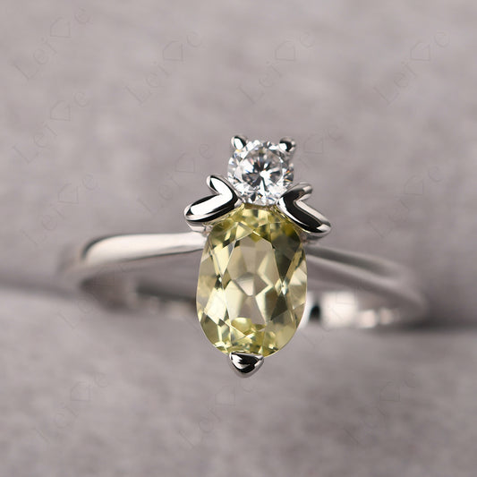 Lemon Quartz Wedding Ring Bee Ring Sterling Silver