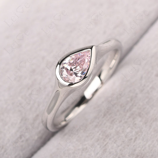 Horizontal Pear Cubic Zirconia Engagement Ring