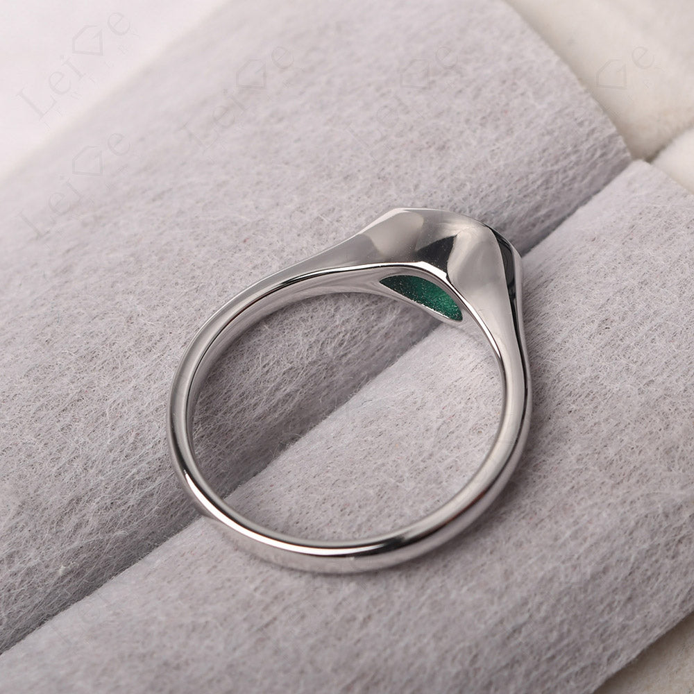 Horizontal Pear Emerald Engagement Ring